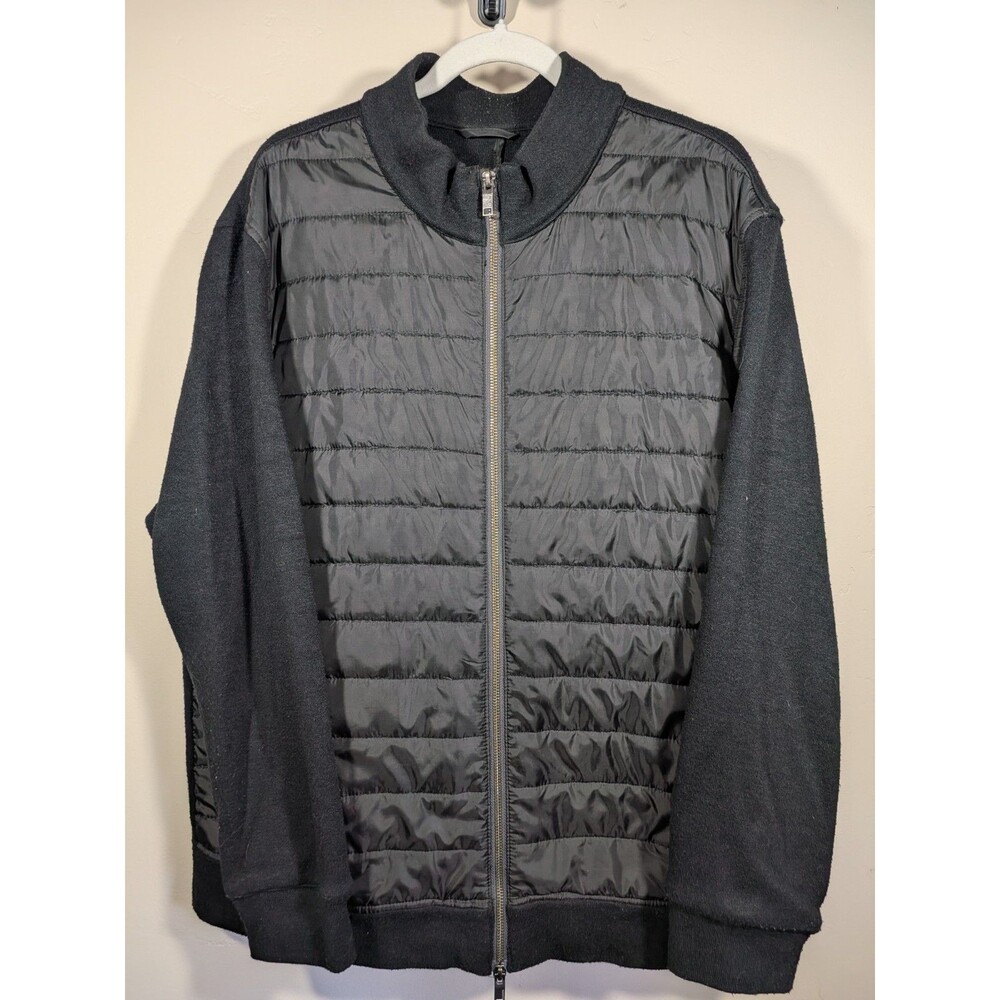 Alfani Men's Mixed Media Quilted Full Zip Jacket XL Black, Really nice, Look
